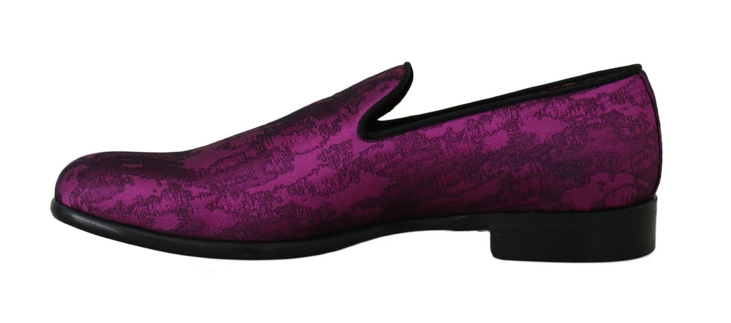 Dolce & Gabbana – Lilafarbene Loafer aus Jacquard, formelle Schuhe