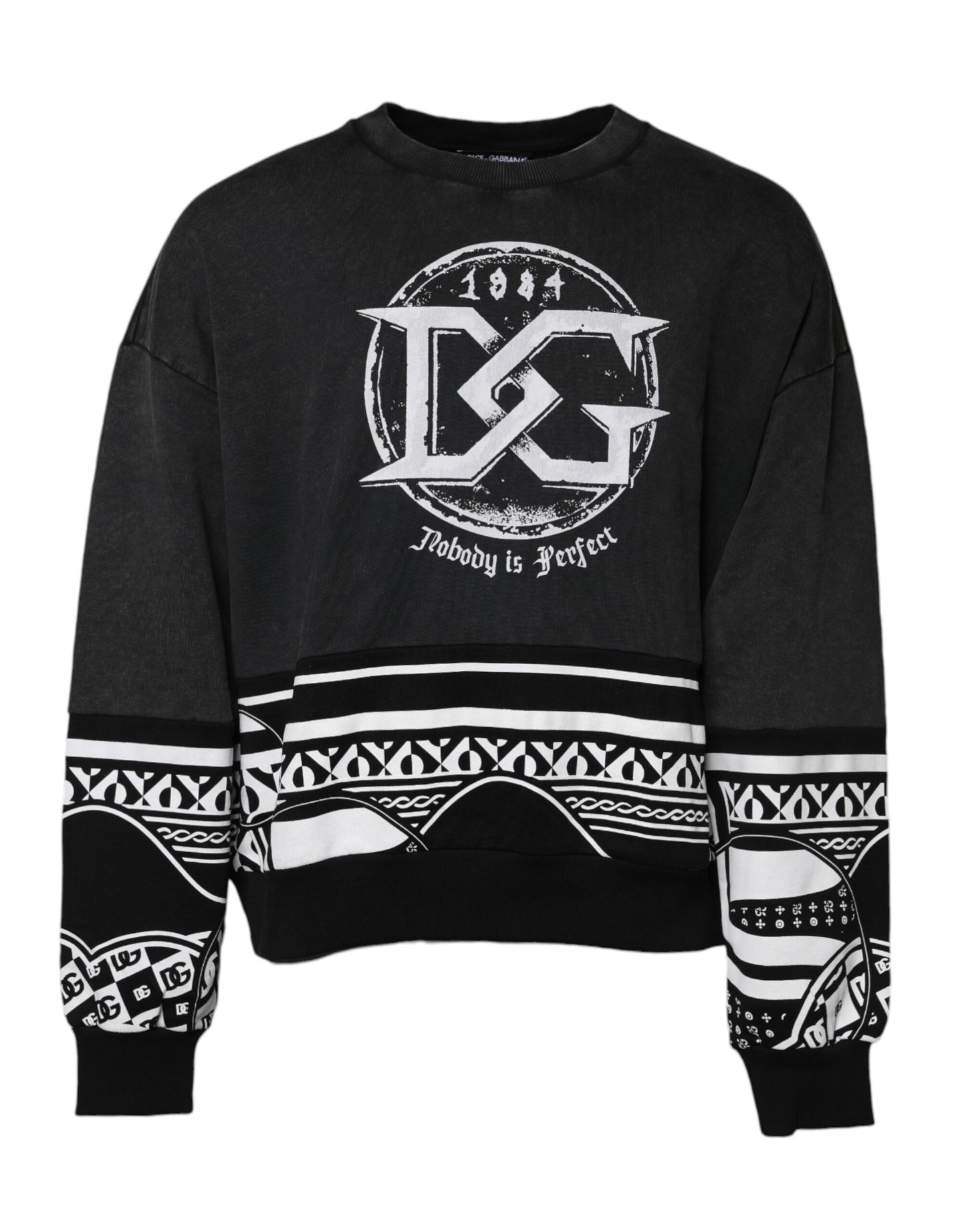 Dolce & Gabbana – Schwarzer Pullover aus Baumwolle mit Logo-Print