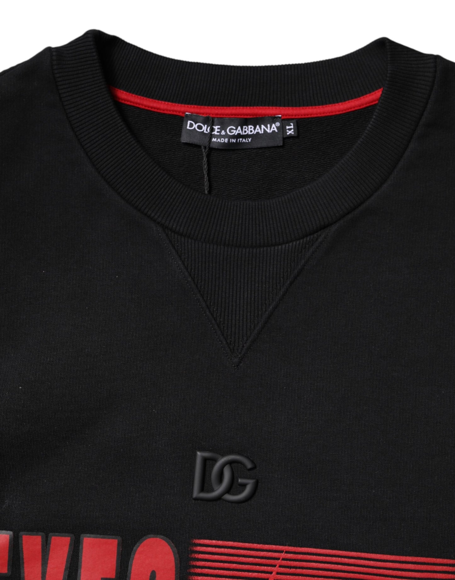 Dolce & Gabbana – Schwarzer Pullover aus Baumwolle mit grafischem Print