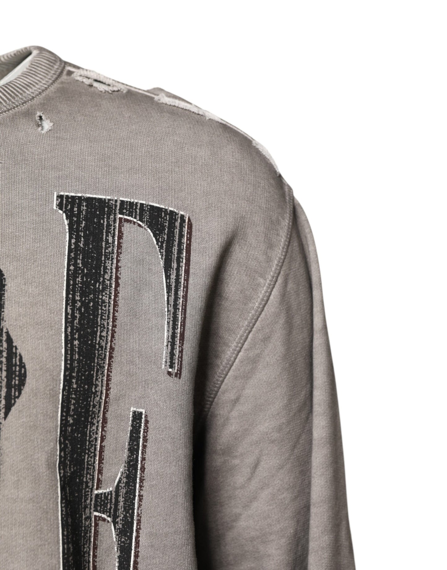 Dolce & Gabbana Grauer Pullover mit Rundhalsausschnitt und Logo-Print