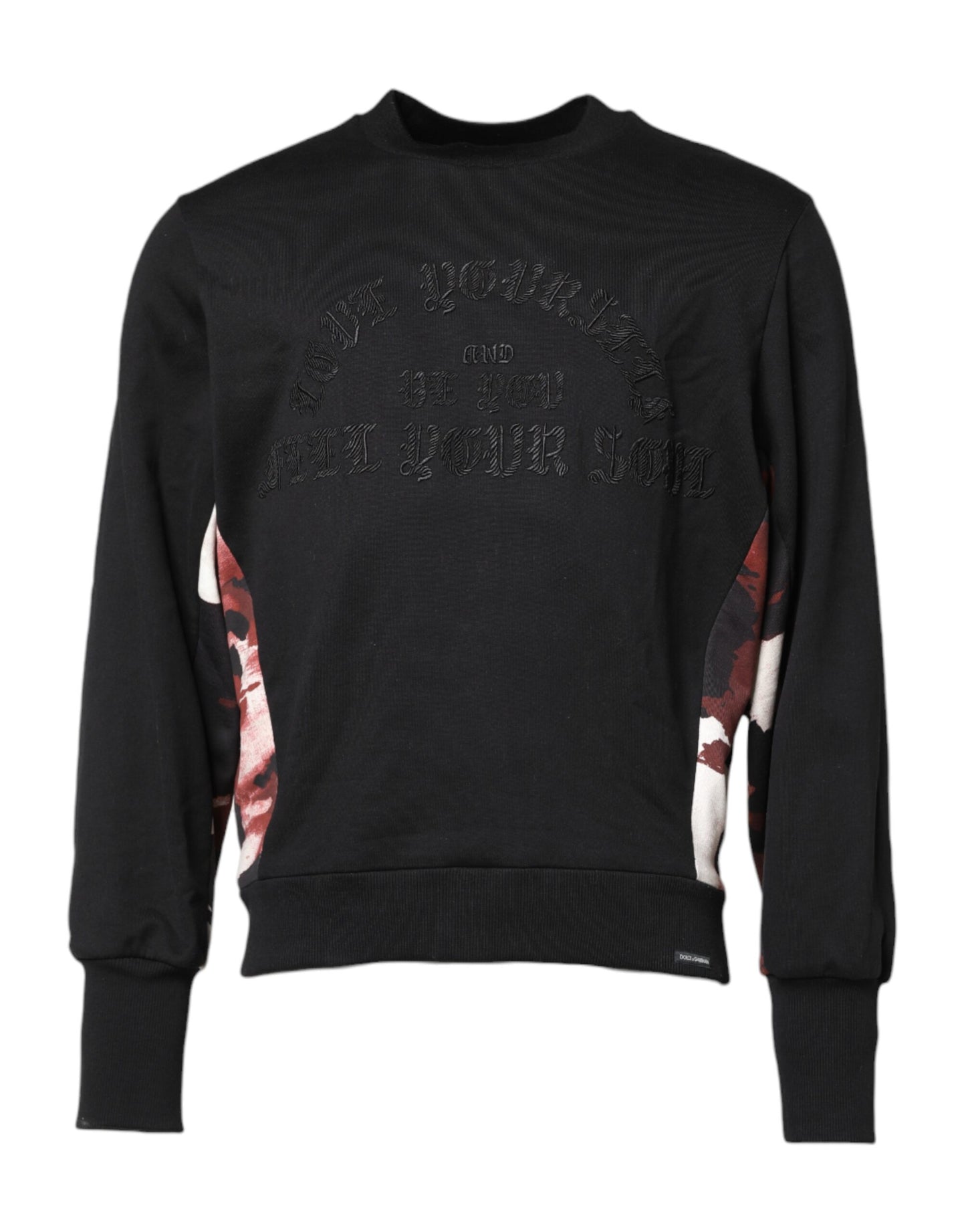 Dolce & Gabbana – Schwarzer Pullover mit Rundhalsausschnitt und Stickerei