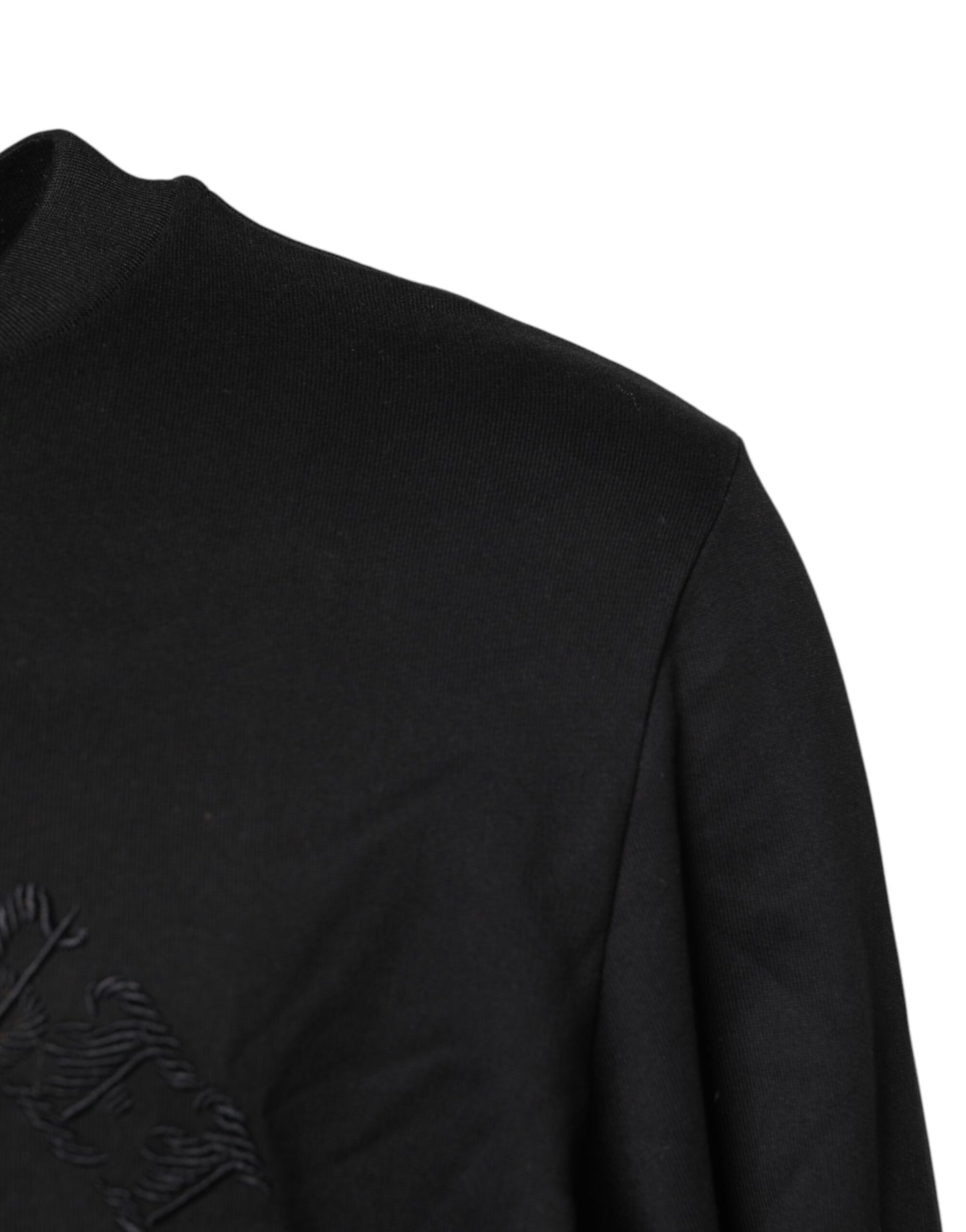 Dolce & Gabbana – Schwarzer Pullover mit Rundhalsausschnitt und Stickerei