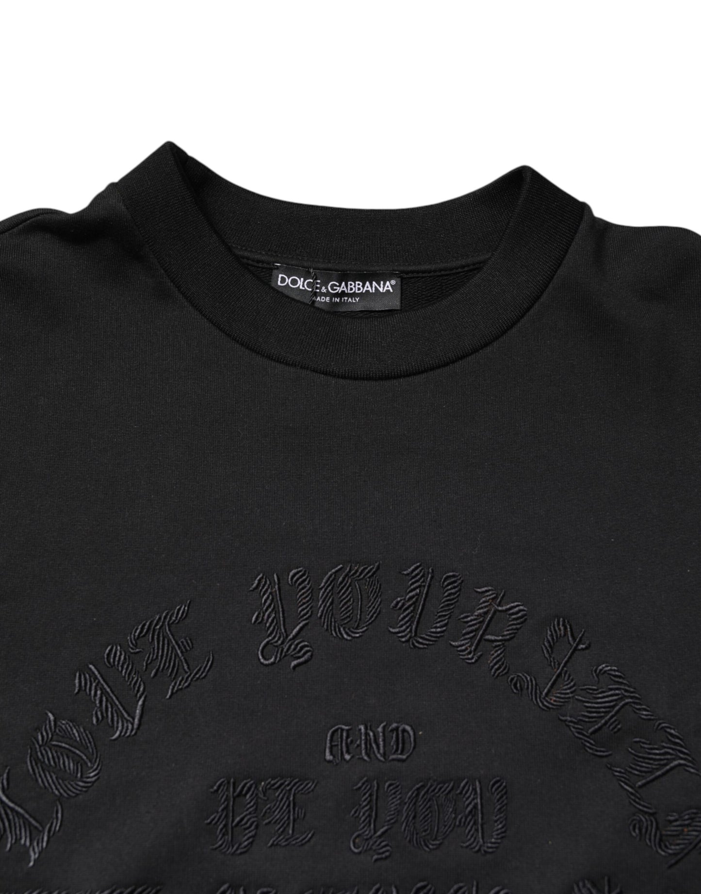 Dolce & Gabbana – Schwarzer Pullover mit Rundhalsausschnitt und Stickerei