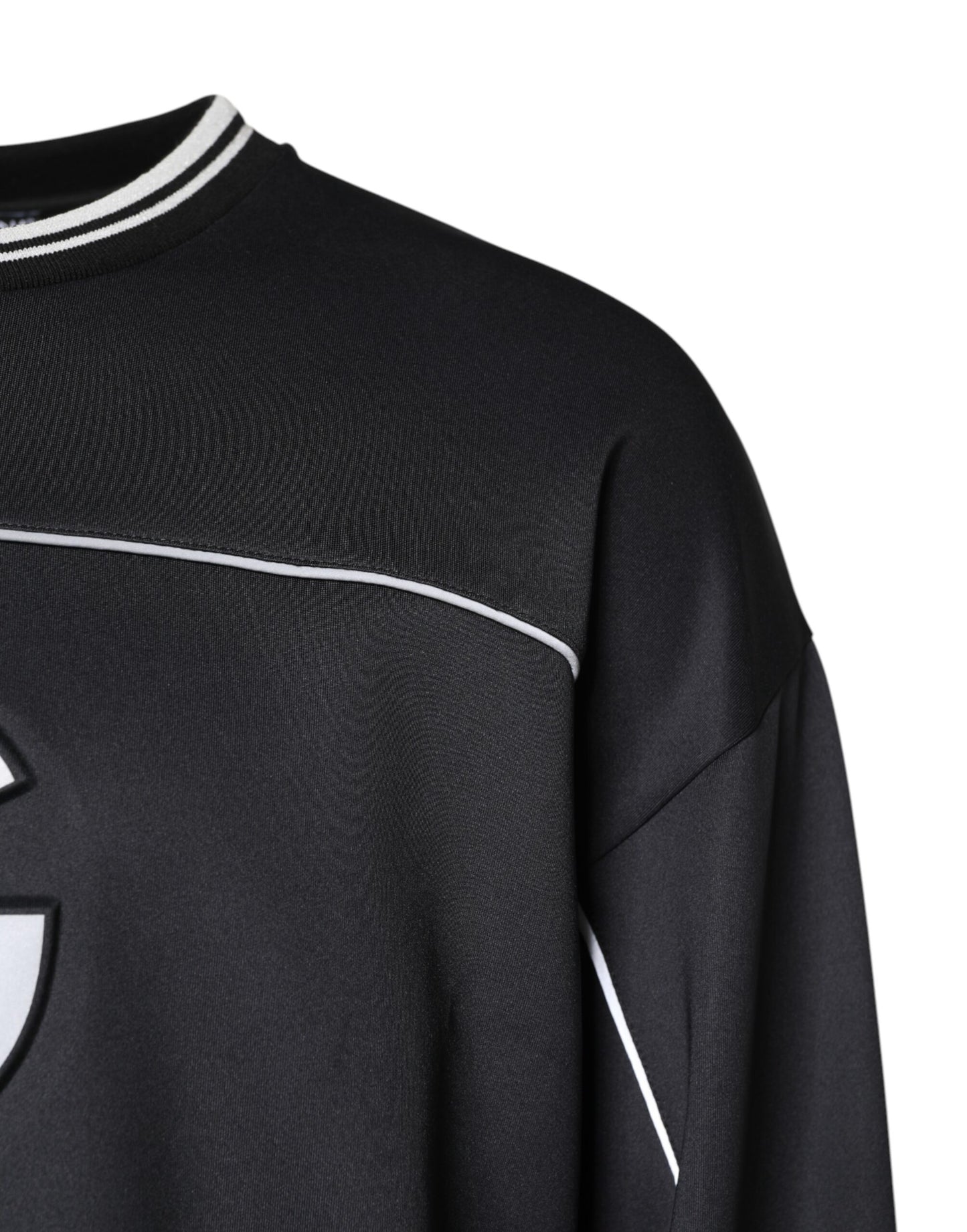 Dolce & Gabbana Schwarzer Pullover mit Rundhalsausschnitt aus Polyester mit Logo für Herren
