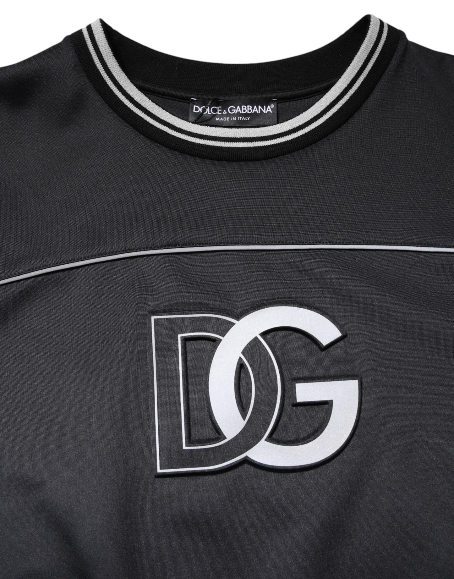 Dolce & Gabbana Schwarzer Pullover mit Rundhalsausschnitt aus Polyester mit Logo für Herren