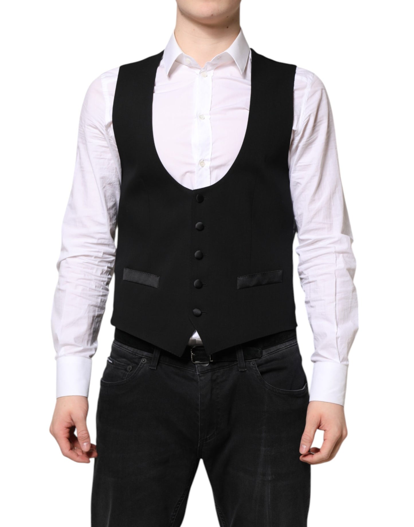 Dolce & Gabbana Schwarze Wollweste, formelle Weste