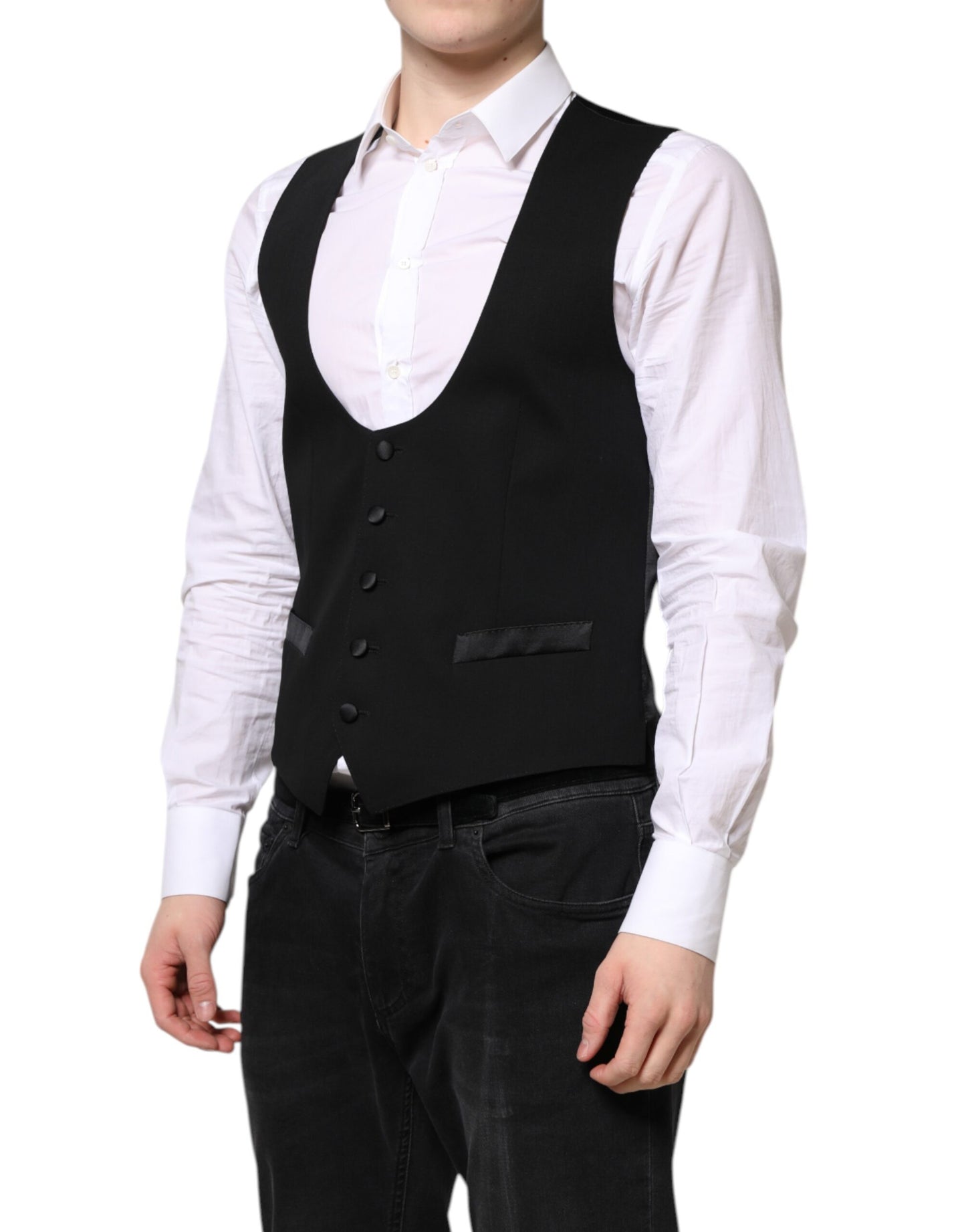 Dolce & Gabbana Schwarze Wollweste, formelle Weste