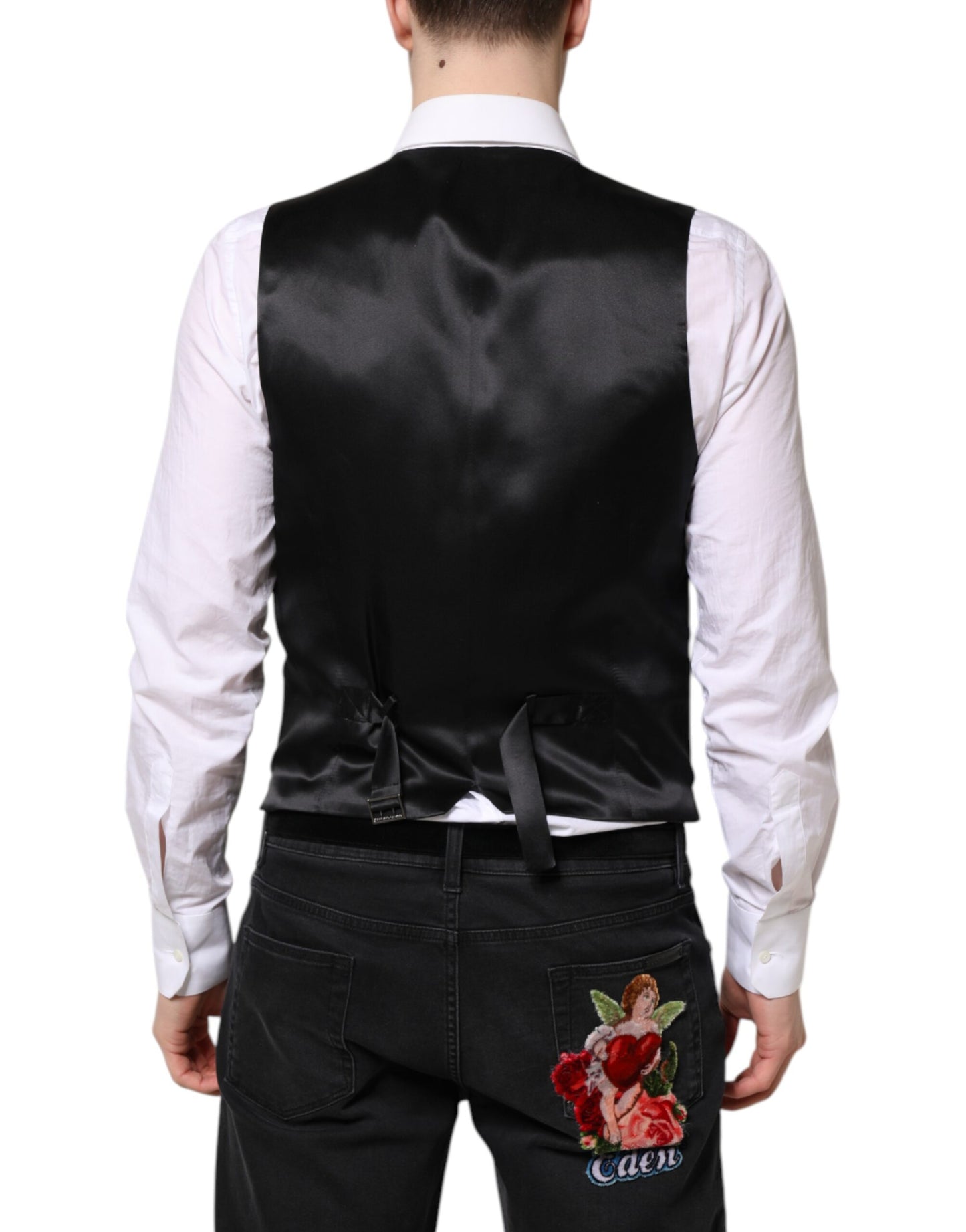 Dolce & Gabbana Schwarze Wollweste, formelle Weste