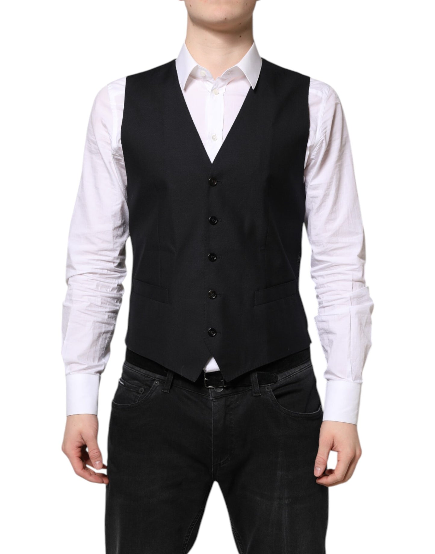 Dolce & Gabbana Schwarze Wollweste, formelle Weste