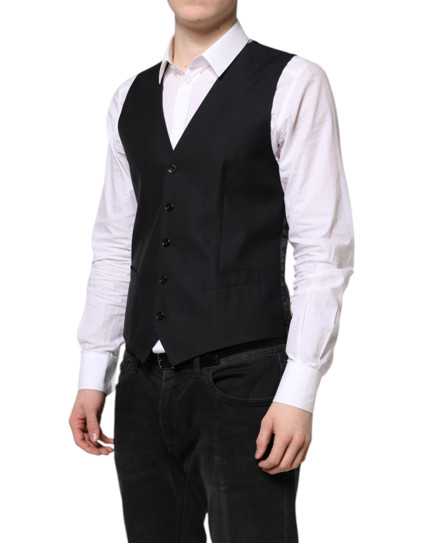 Dolce & Gabbana Schwarze Wollweste, formelle Weste