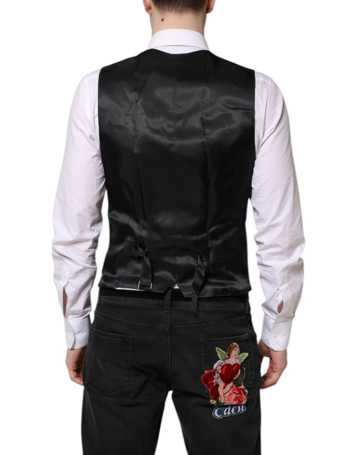 Dolce & Gabbana Schwarze Wollweste, formelle Weste