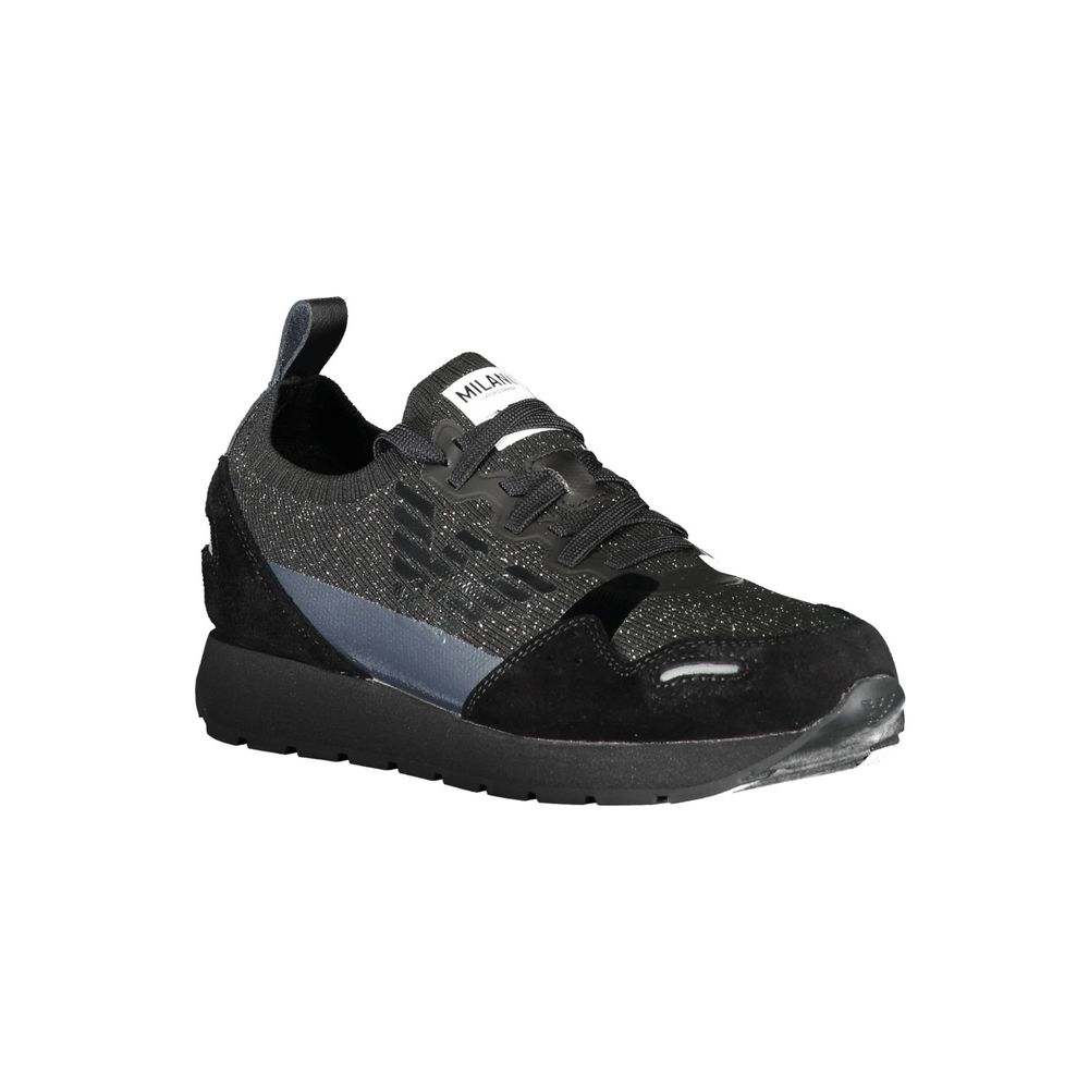 Emporio Armani Damen-Sneaker aus schwarzem Leder