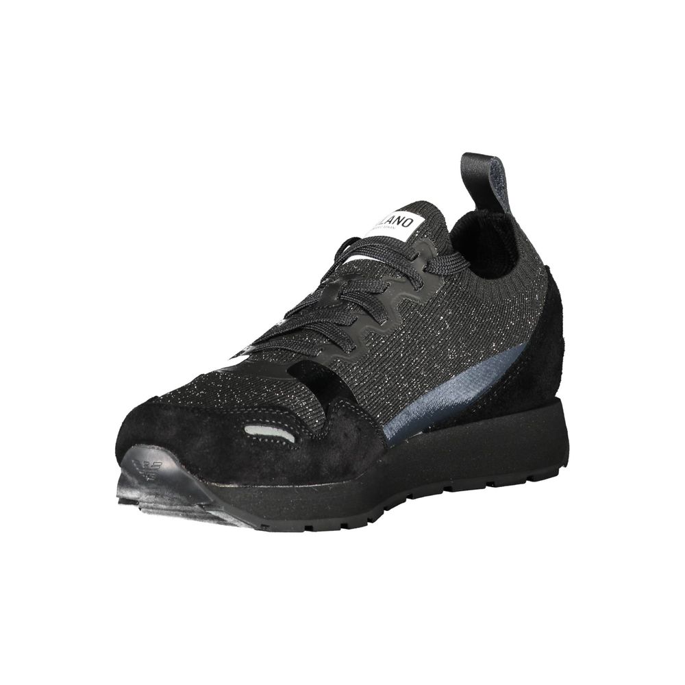 Emporio Armani Damen-Sneaker aus schwarzem Leder
