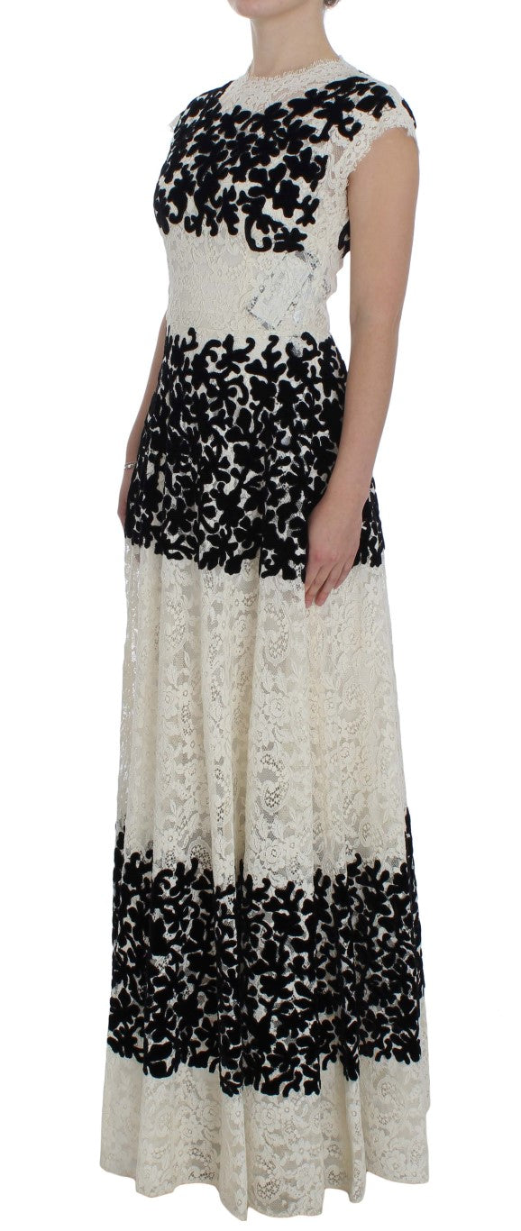 Dolce & Gabbana Ricamo Langes Ball-Maxikleid mit floraler Spitze