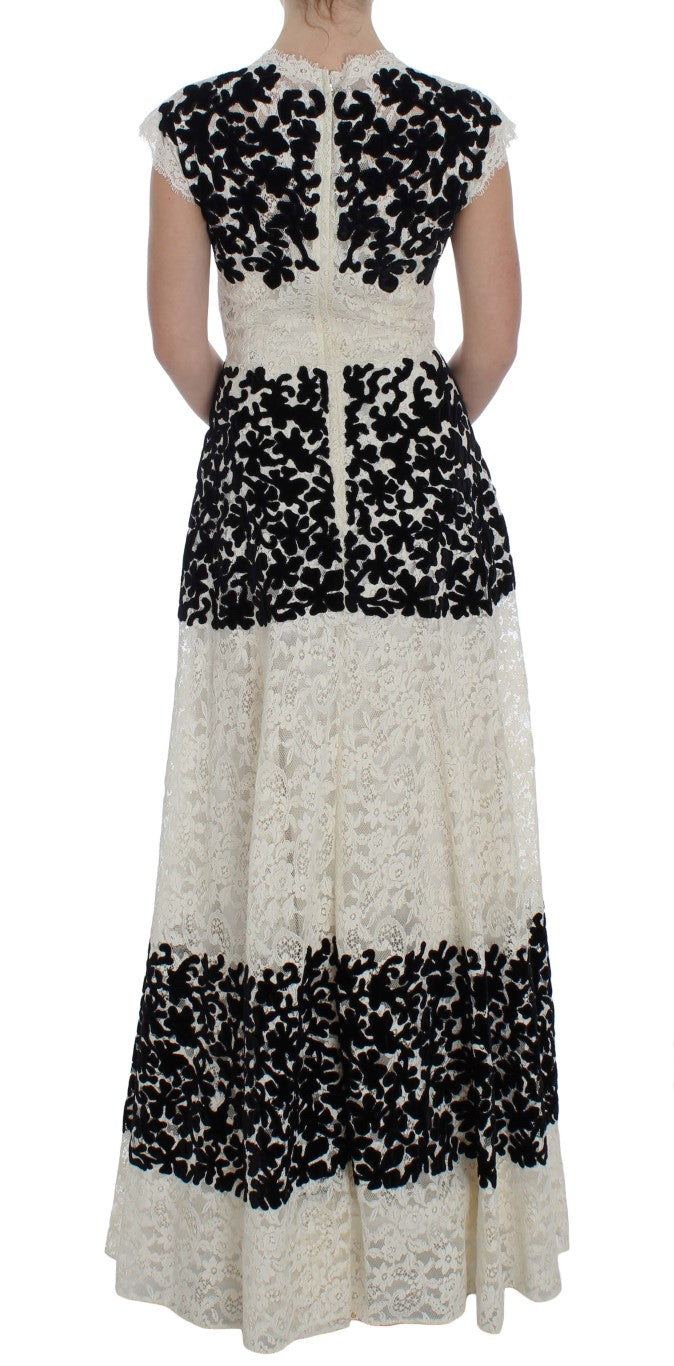Dolce & Gabbana Ricamo Langes Ball-Maxikleid mit floraler Spitze