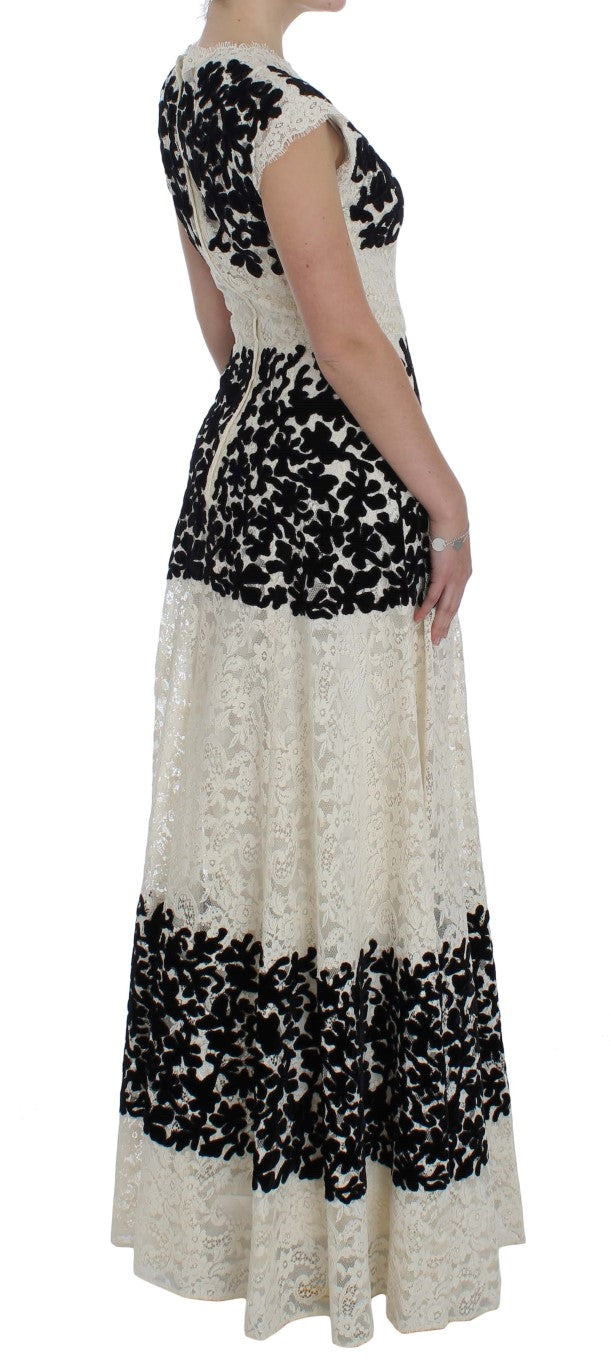 Dolce & Gabbana Ricamo Langes Ball-Maxikleid mit floraler Spitze