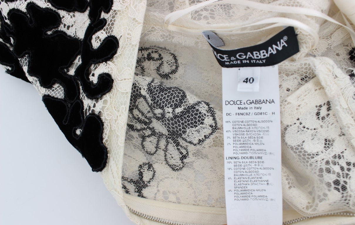 Dolce & Gabbana Ricamo Langes Ball-Maxikleid mit floraler Spitze