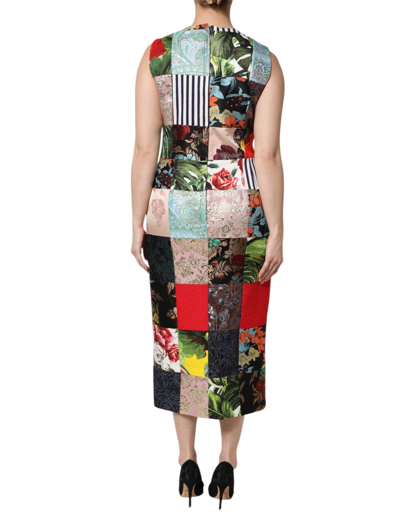 Dolce & Gabbana – Ärmelloses Etuikleid mit mehrfarbigem Patchwork