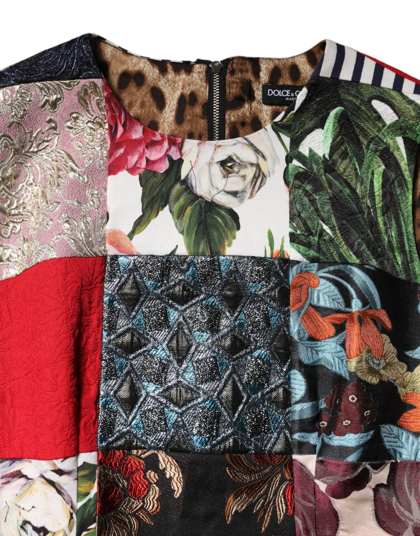 Dolce & Gabbana – Ärmelloses Etuikleid mit mehrfarbigem Patchwork