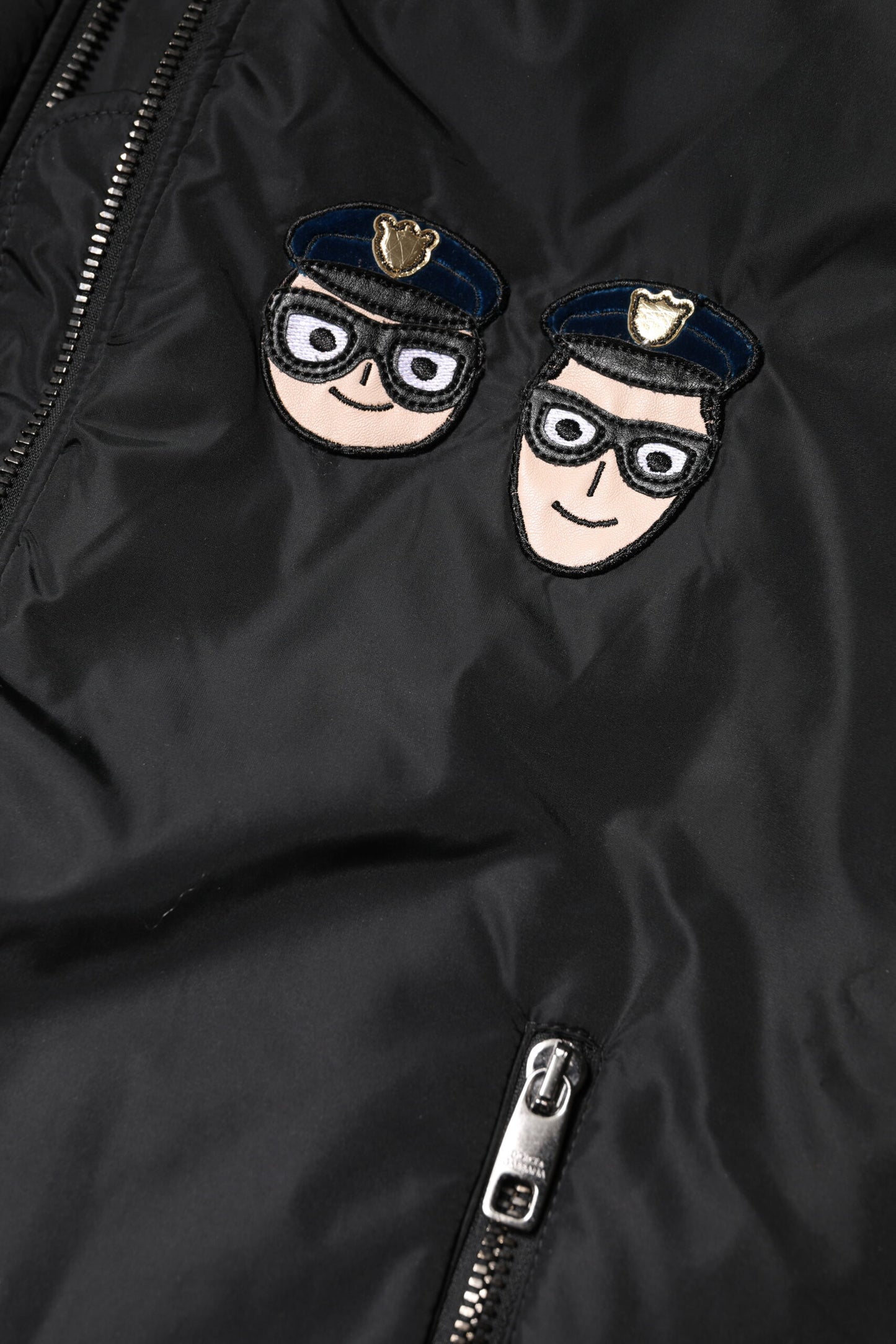 Dolce & Gabbana – Bomberjacke „#DGFamily“ aus schwarzem Nylon mit durchgehendem Reißverschluss