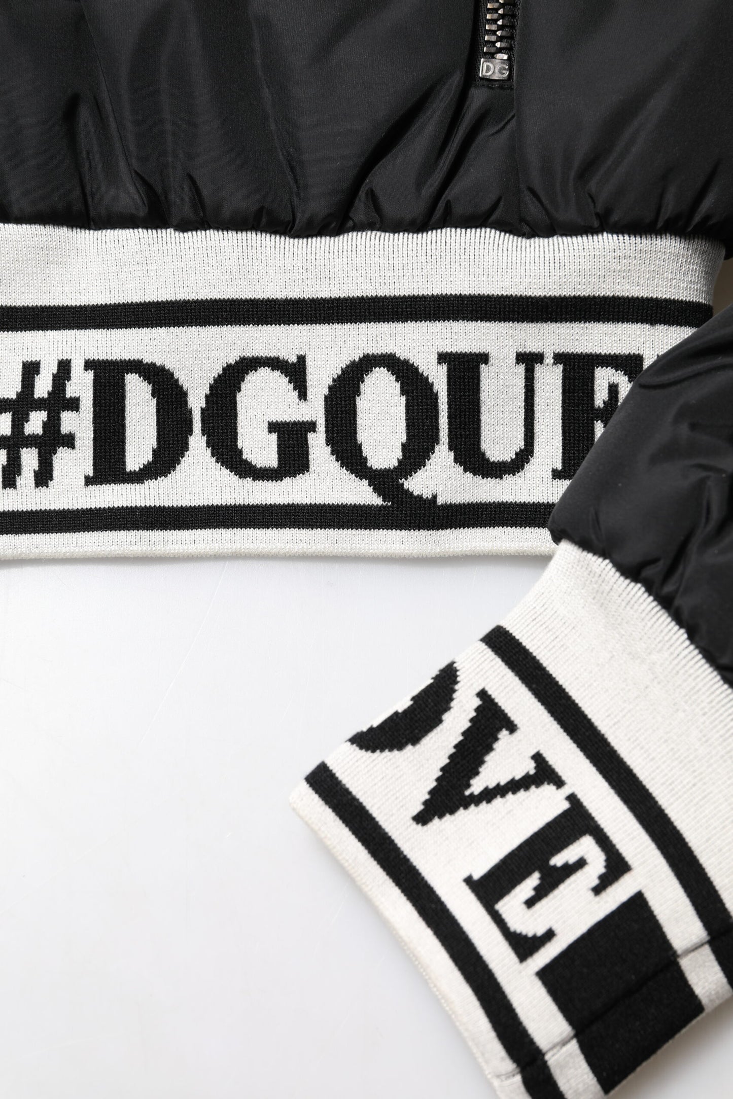 Dolce & Gabbana – Bomberjacke „#DGFamily“ aus schwarzem Nylon mit durchgehendem Reißverschluss