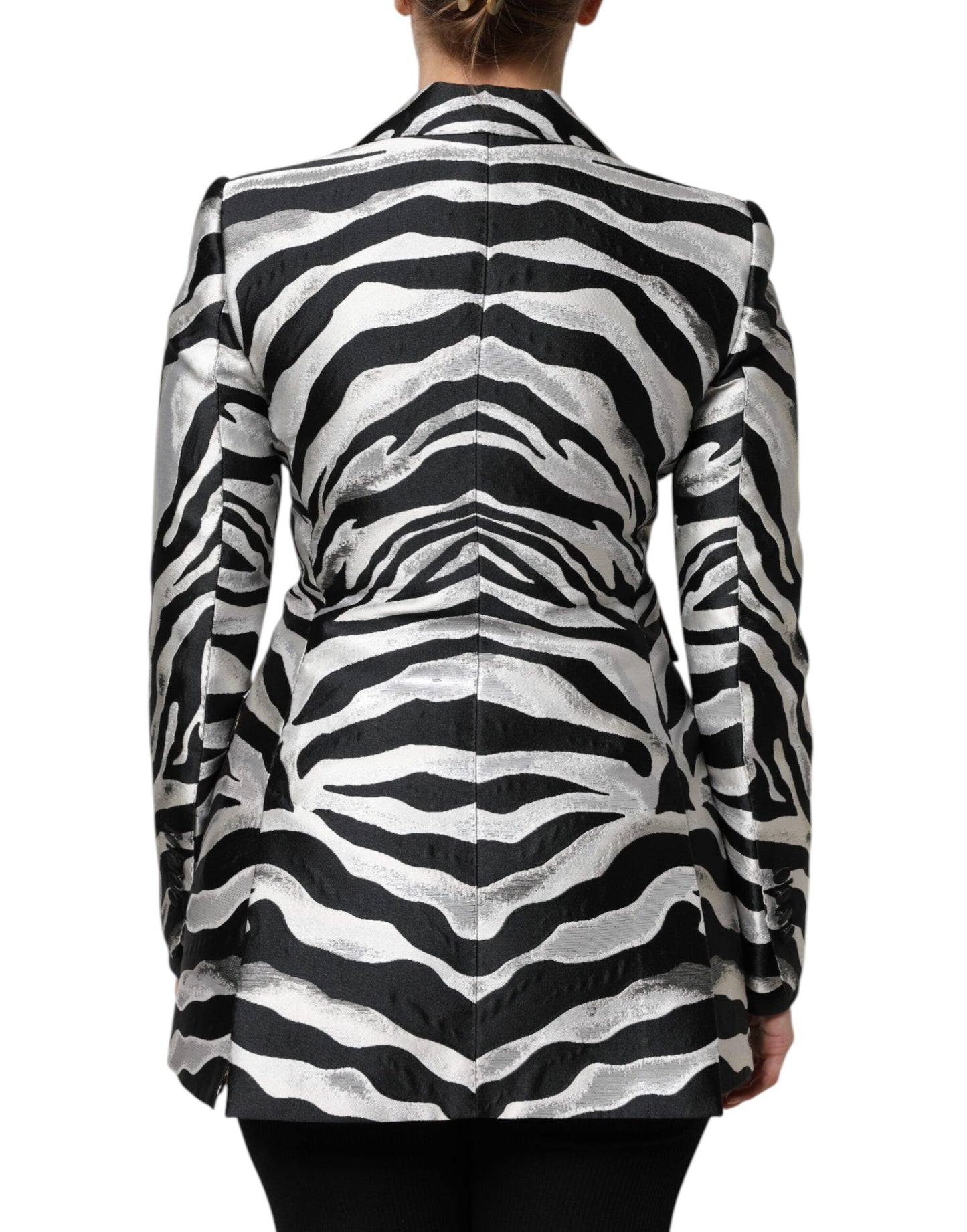 Dolce & Gabbana Schwarz-Weiß-Polyester-Blazerjacke für Damen