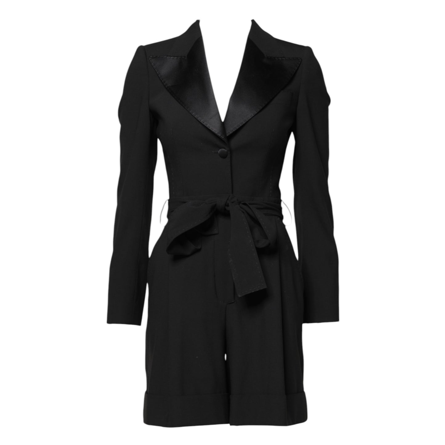 Dolce & Gabbana Schwarzes Woll-Jumpsuit-Kleid Damen Manteljacke