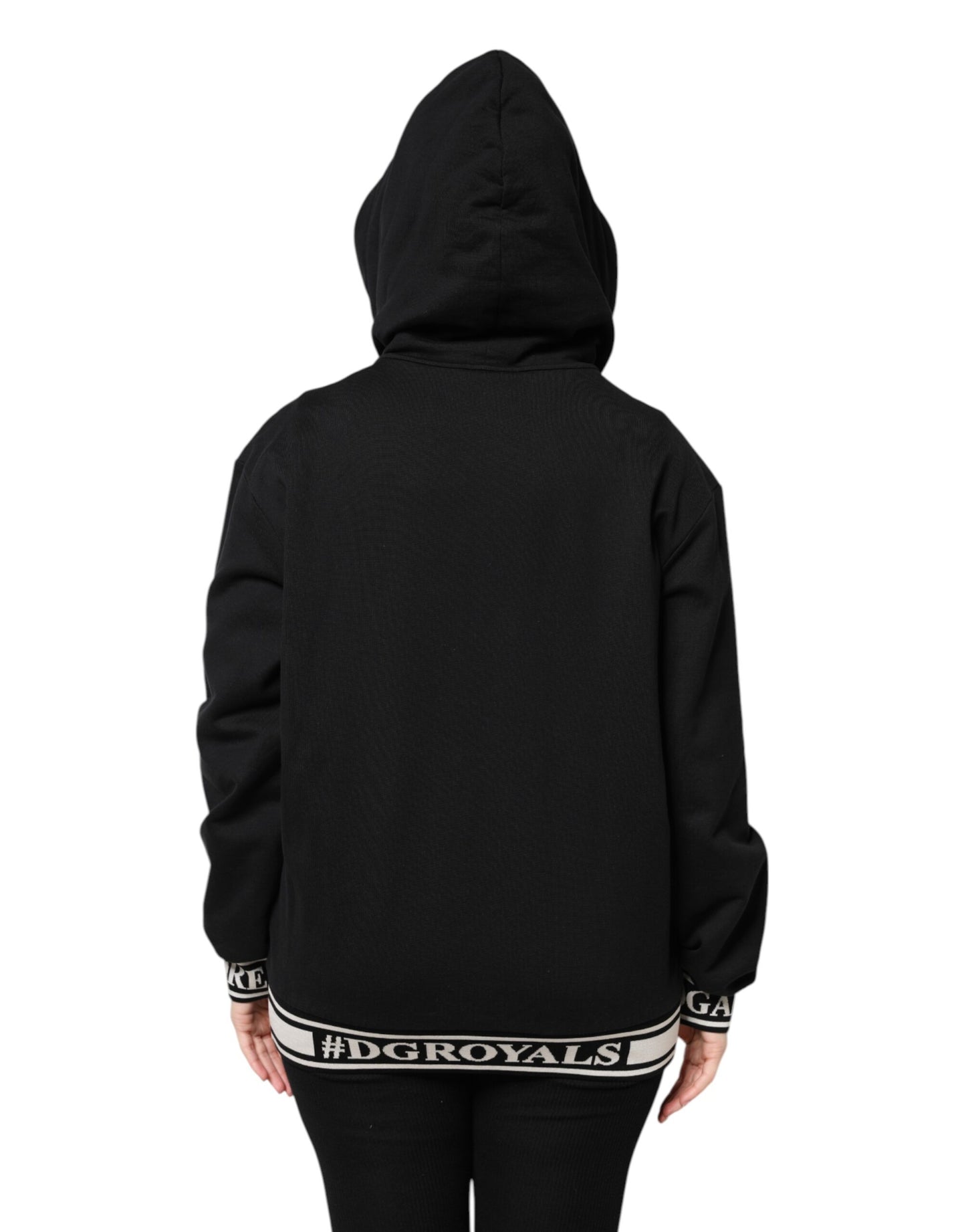 Dolce & Gabbana – Schwarzes Sweatshirt aus Baumwolle mit durchgehendem Reißverschluss und Kapuze