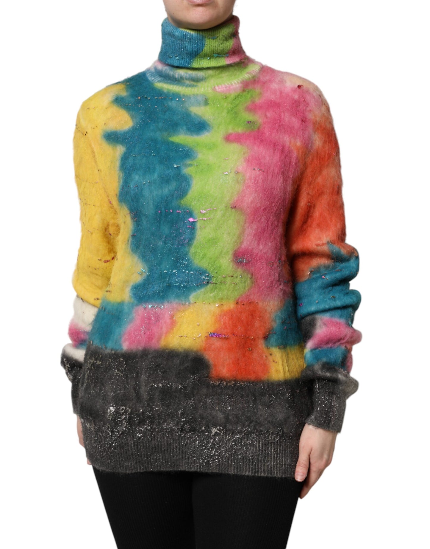 Dolce & Gabbana Mehrfarbiger Rollkragenpullover aus Mohair