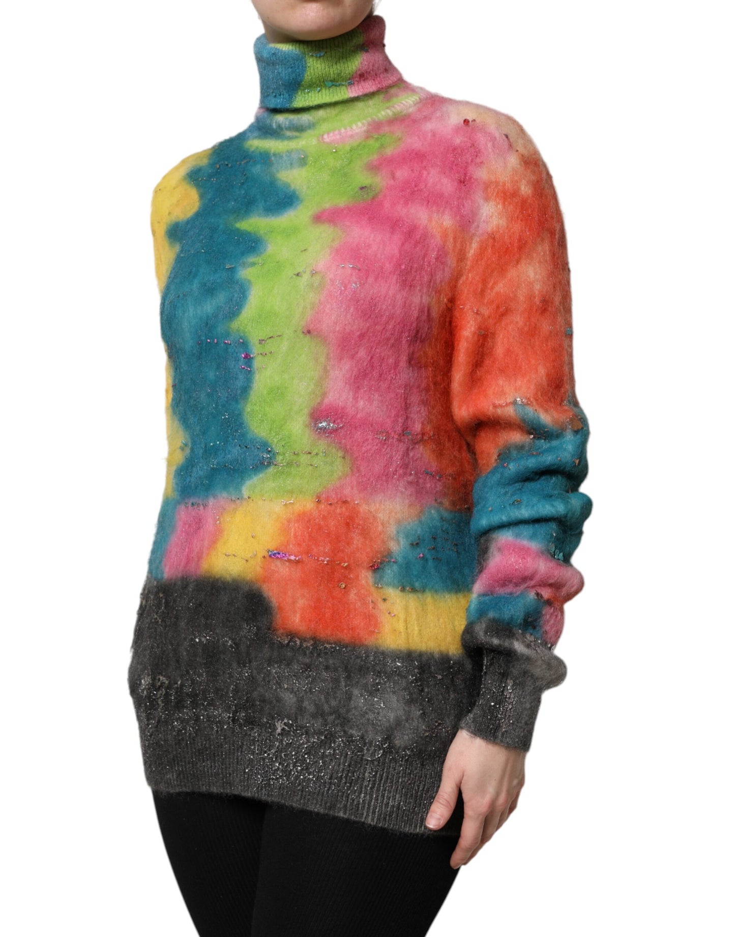 Dolce & Gabbana Mehrfarbiger Rollkragenpullover aus Mohair