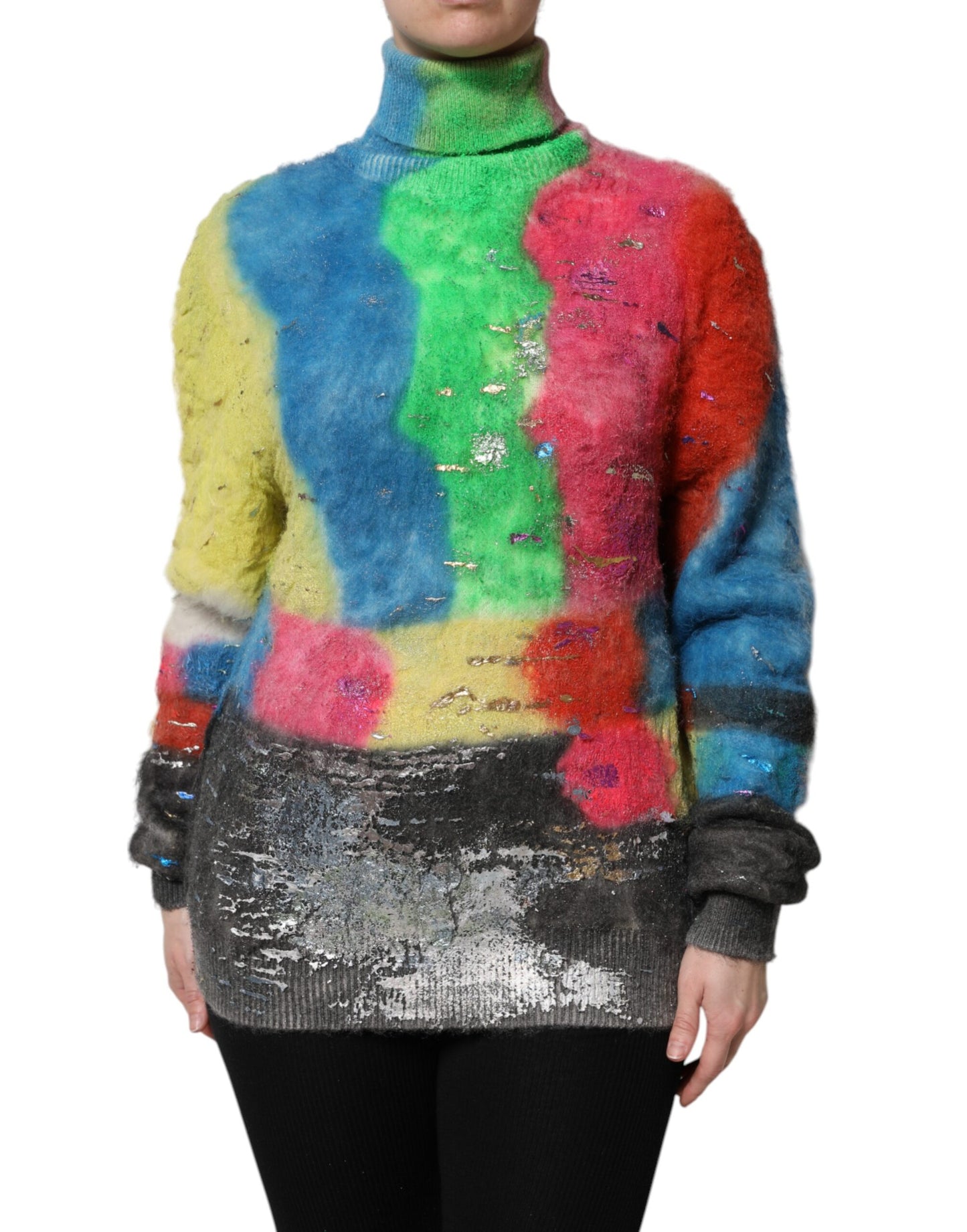 Dolce & Gabbana Mehrfarbiger Rollkragenpullover aus Mohair