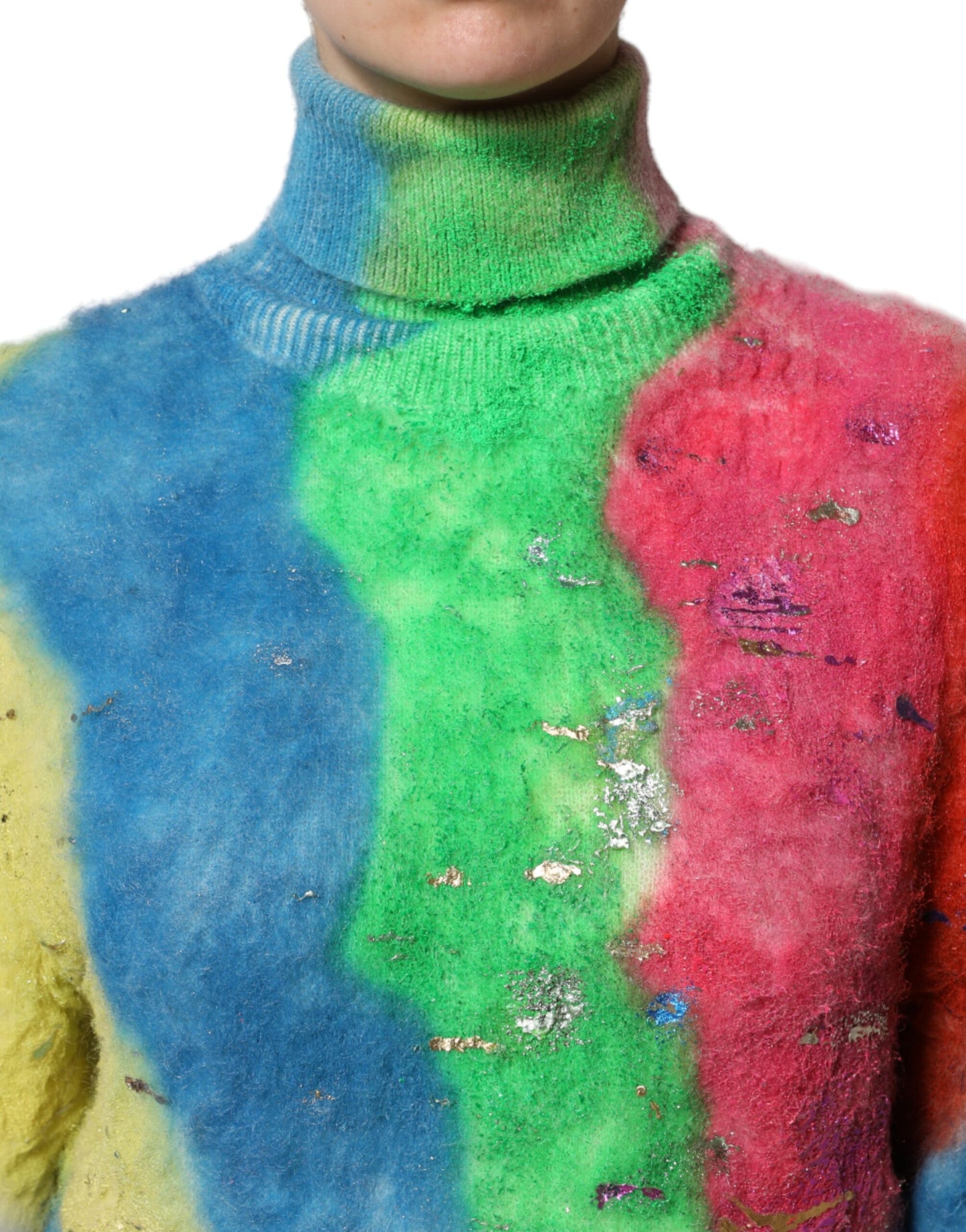 Dolce & Gabbana Mehrfarbiger Rollkragenpullover aus Mohair