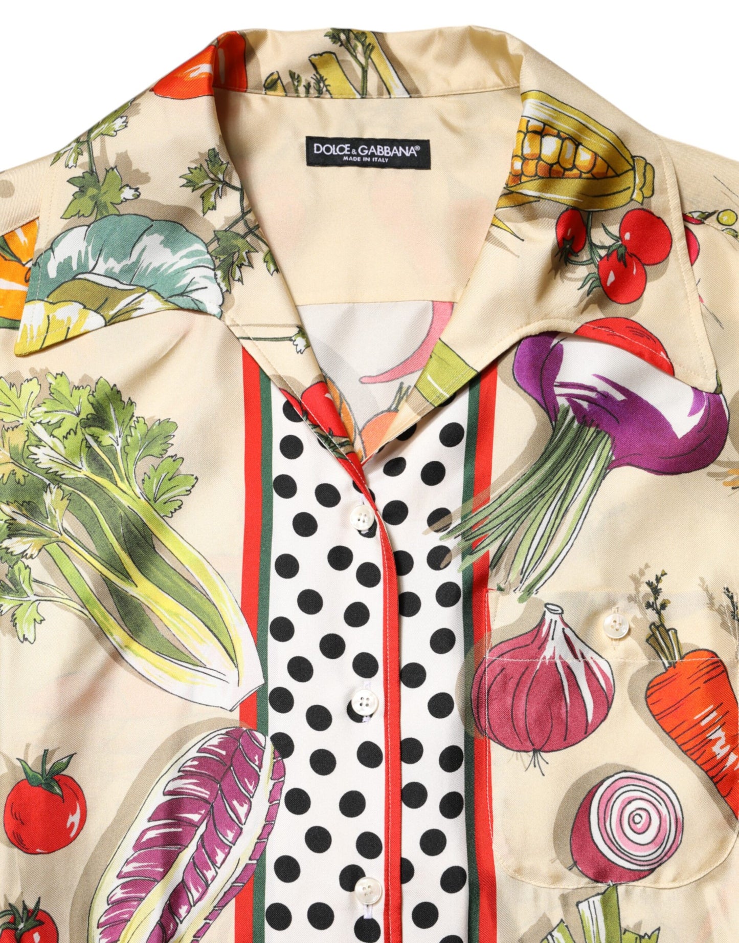 Dolce & Gabbana – Langärmliges Oberteil aus mehrfarbiger Gemüseseide