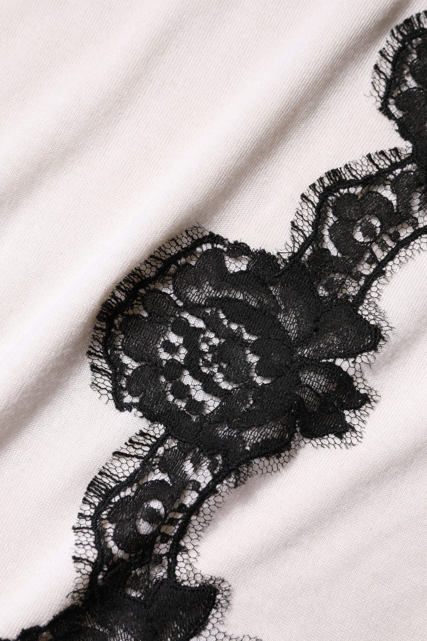 Dolce & Gabbana – Tanktop aus weißem Kaschmir mit floraler Spitze