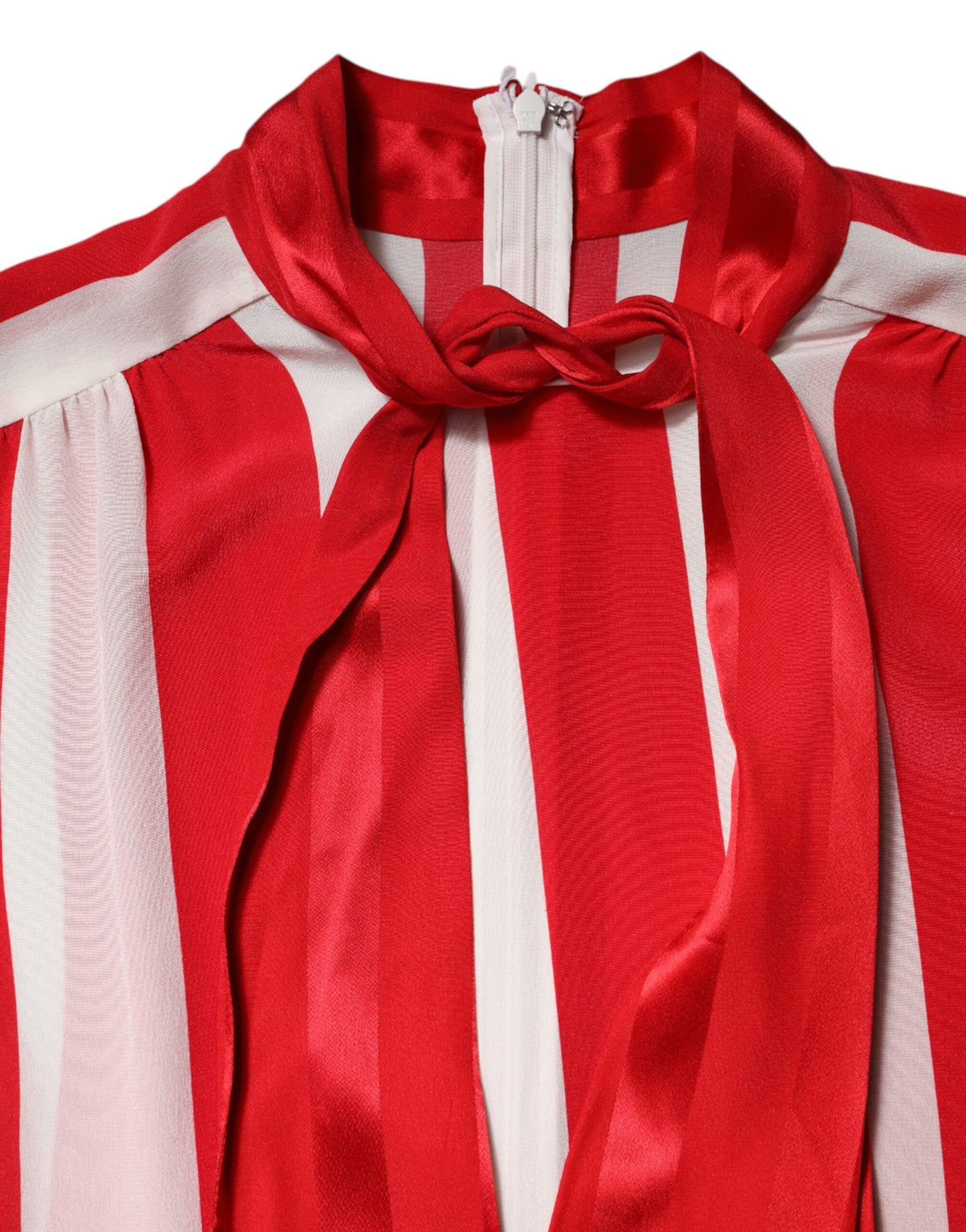 Dolce & Gabbana – Blusenoberteil mit Ascot-Kragen und roten und weißen Streifen