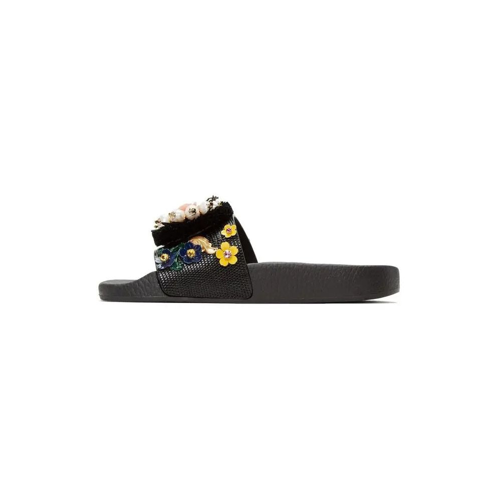 Dolce & Gabbana Schwarze Baumwollsandale