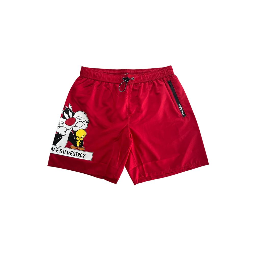 Iceberg Red Polyester Men Swim Shorts