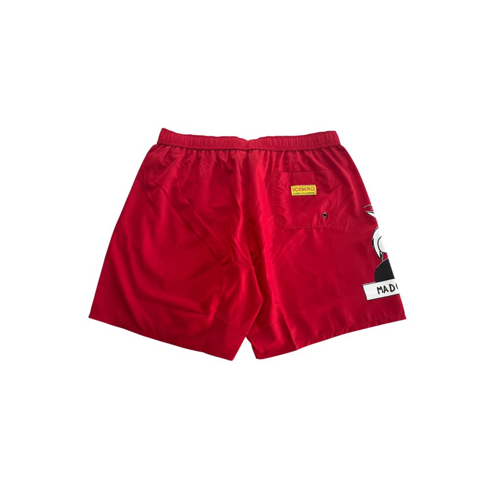 Iceberg Red Polyester Men Swim Shorts