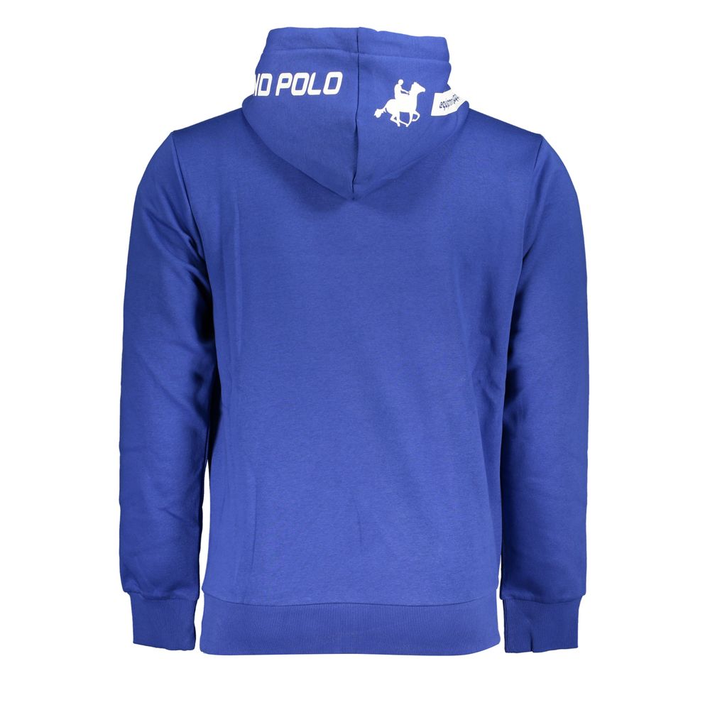 US Grand Polo Chic Blue Hooded Fleece Sweatshirt with Logo Detail