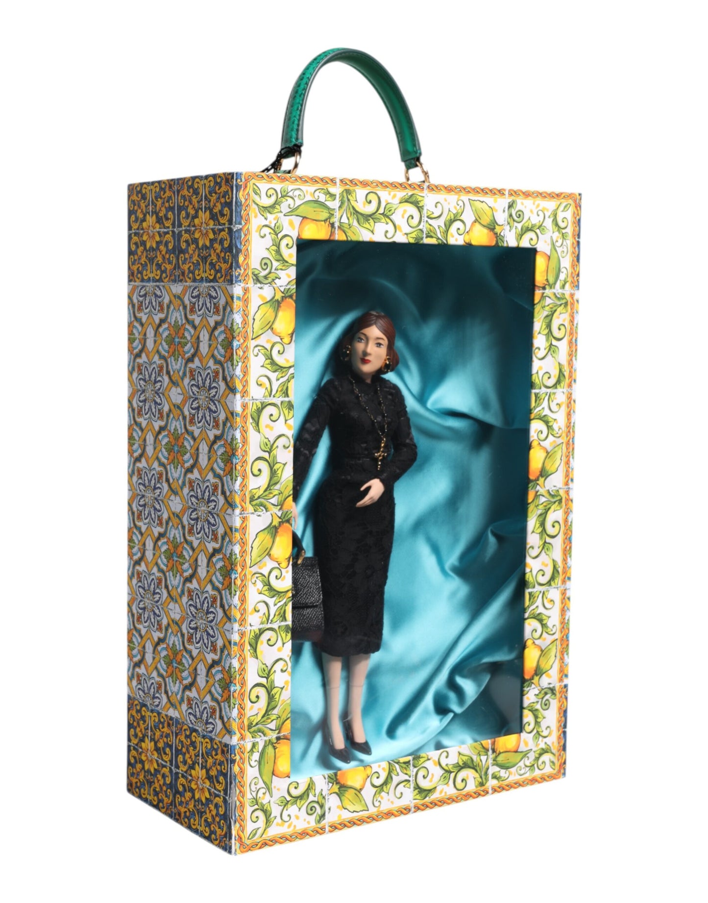 Dolce & Gabbana Schwarzes Kleid MARIA Porzellan Modenschau Leder Sicily Dolls
