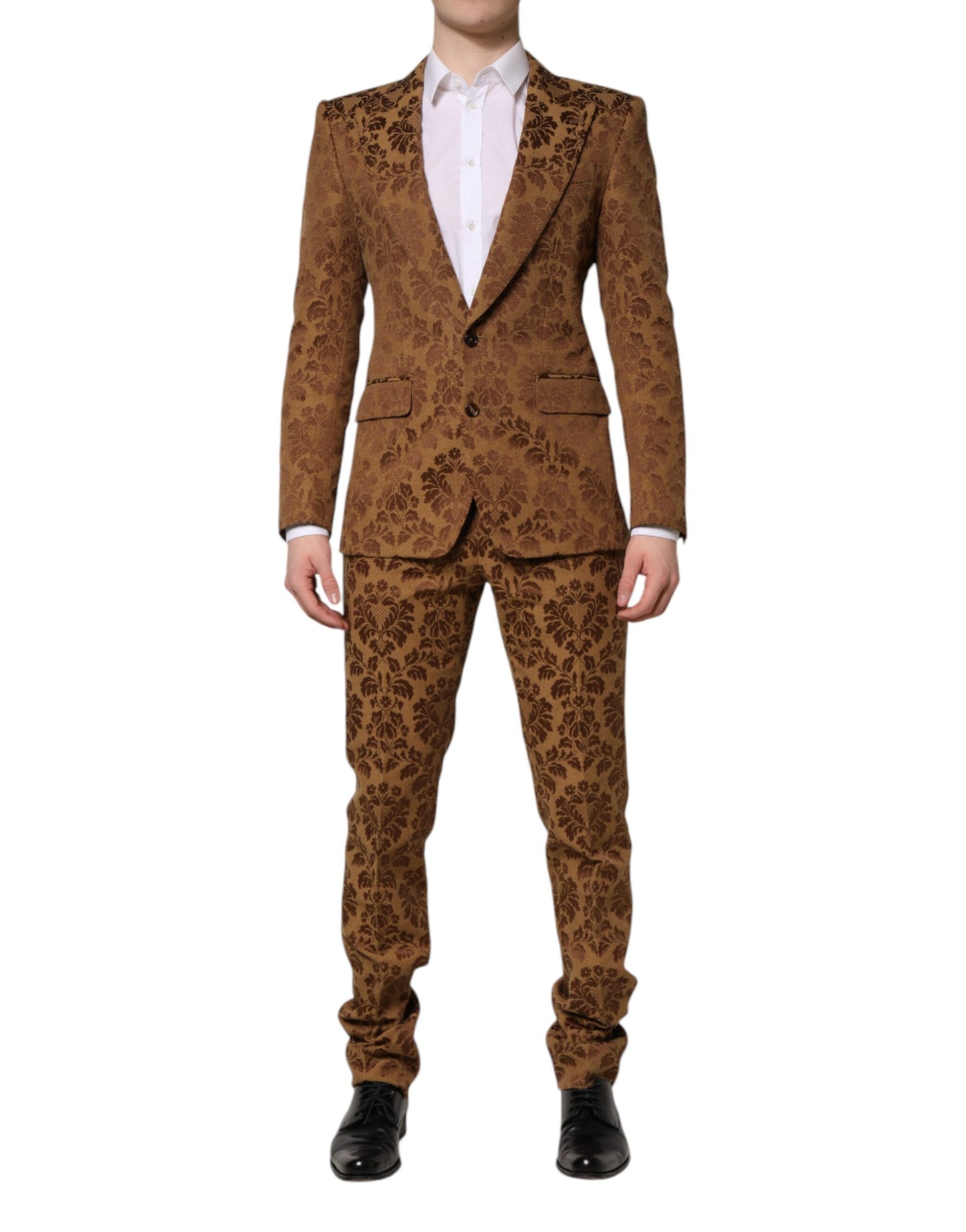 Dolce & Gabbana – Brauner, geblümter Jacquard-Anzug „SICILIA“, 2-teilig