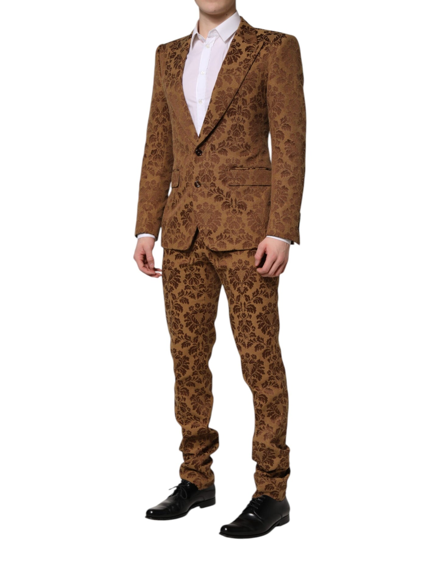 Dolce & Gabbana – Brauner, geblümter Jacquard-Anzug „SICILIA“, 2-teilig