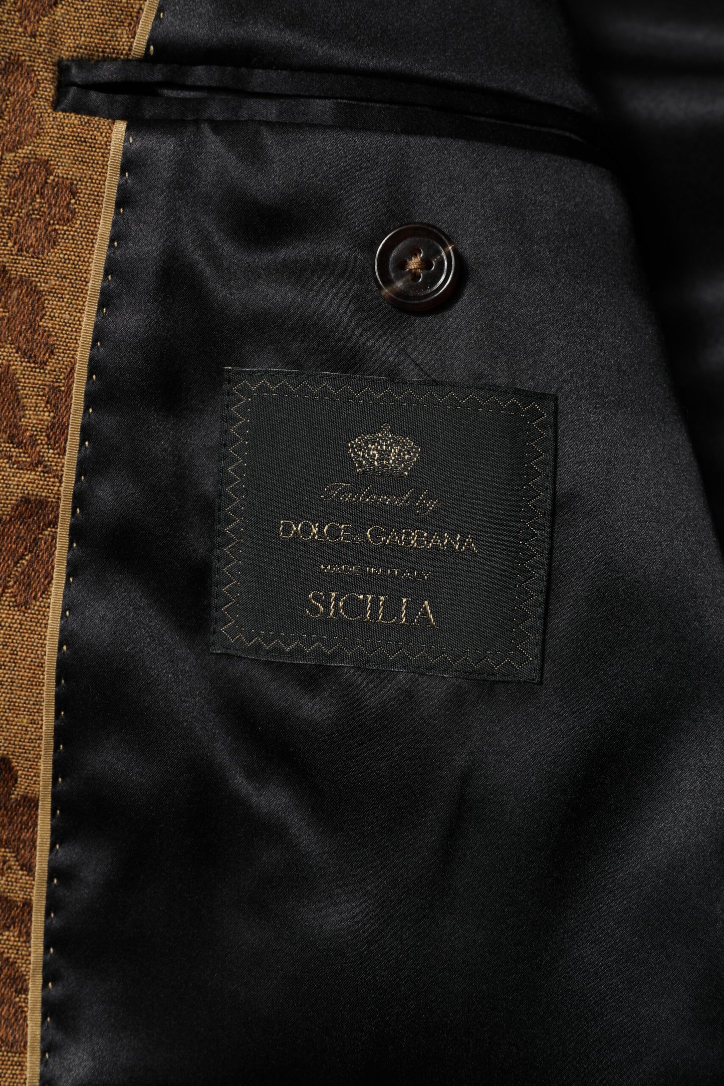 Dolce & Gabbana – Brauner, geblümter Jacquard-Anzug „SICILIA“, 2-teilig