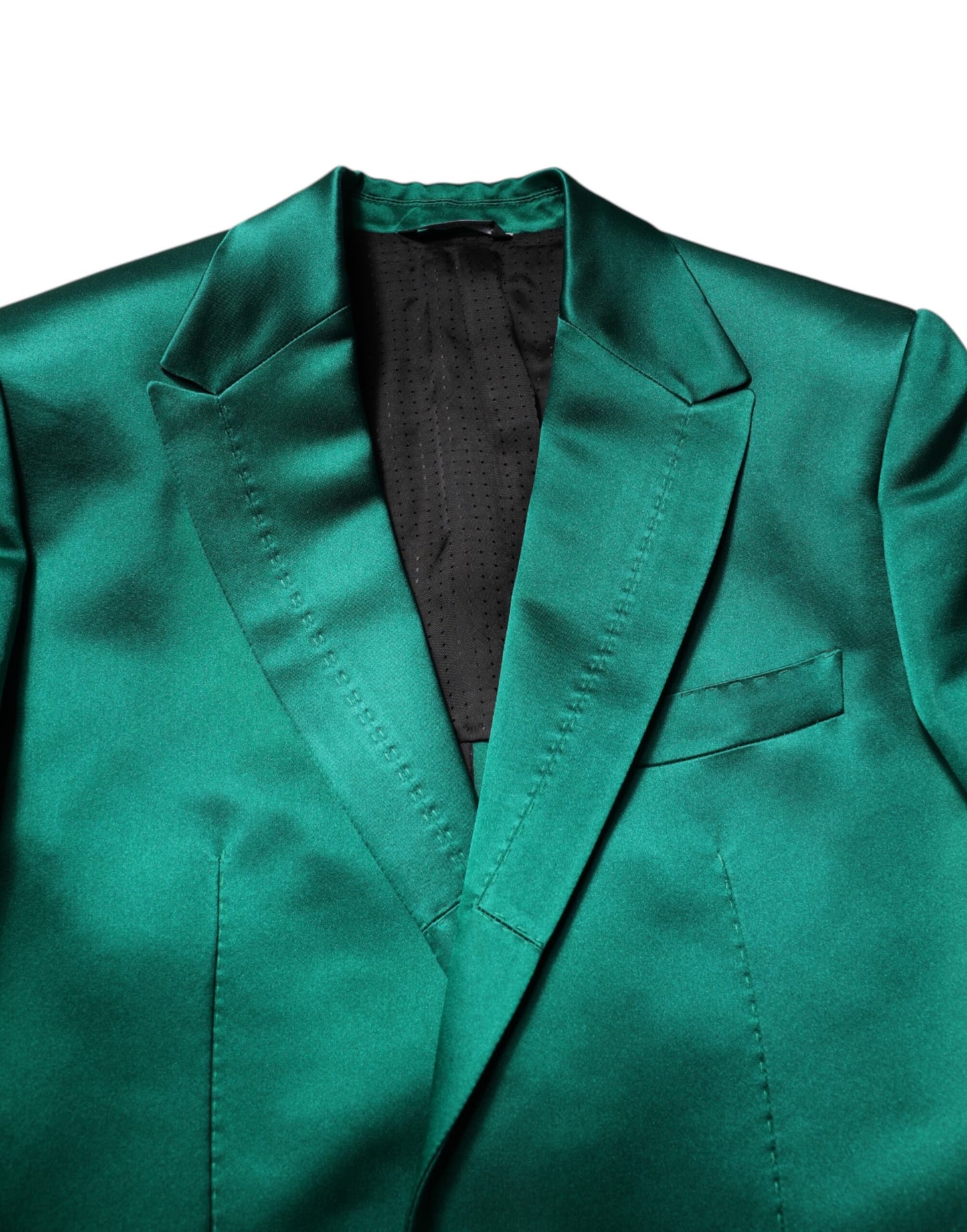 Dolce & Gabbana – Dreiteiliger, einreihiger Anzug aus grüner Seide