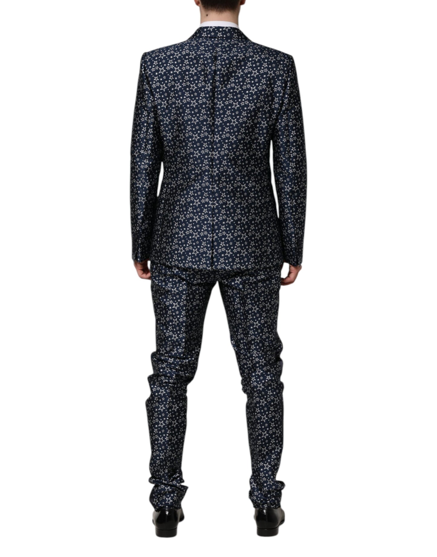 Dolce & Gabbana – Blauer MARTINI-Jacquard-3-teiliger Anzug mit Stern