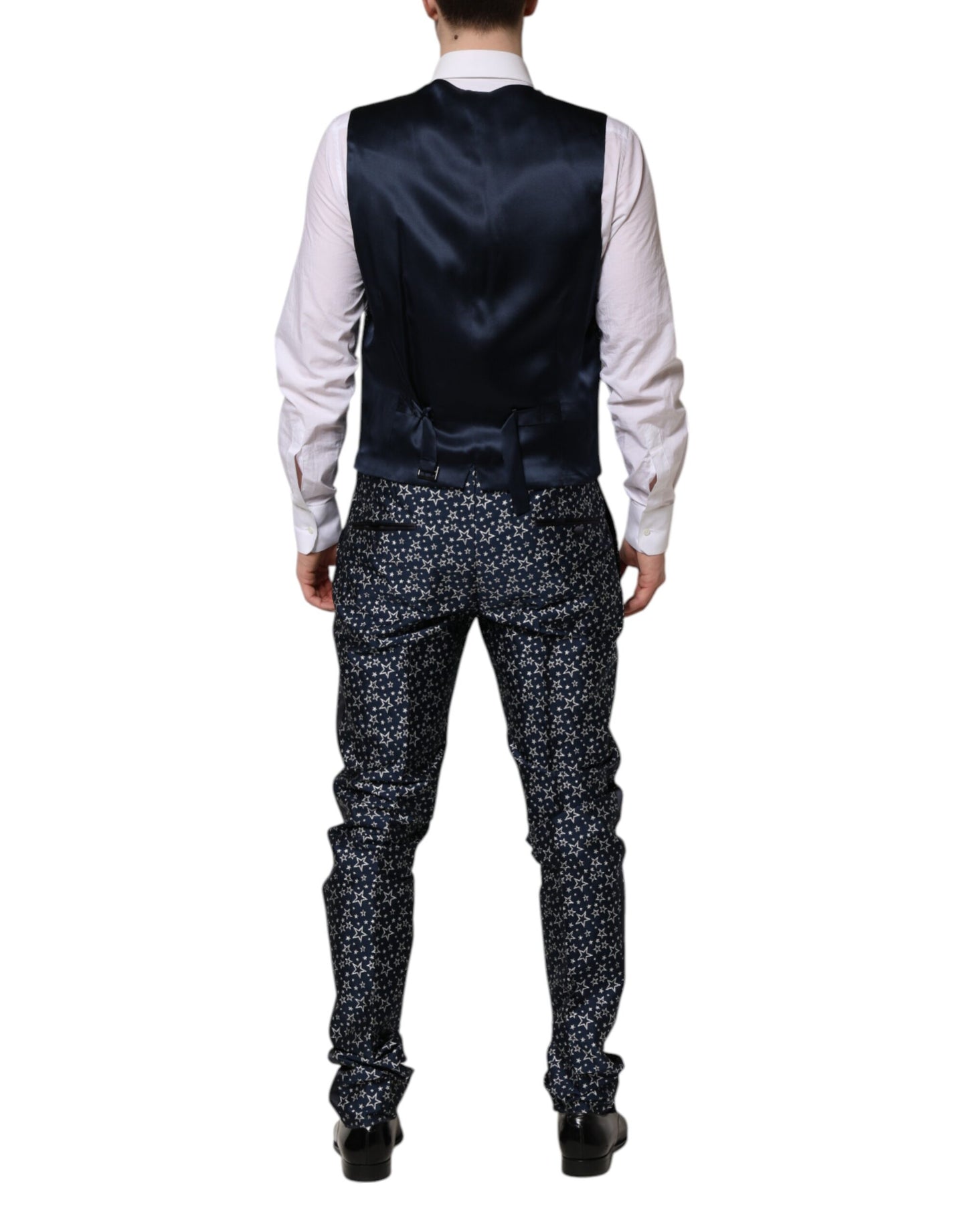 Dolce & Gabbana – Blauer MARTINI-Jacquard-3-teiliger Anzug mit Stern