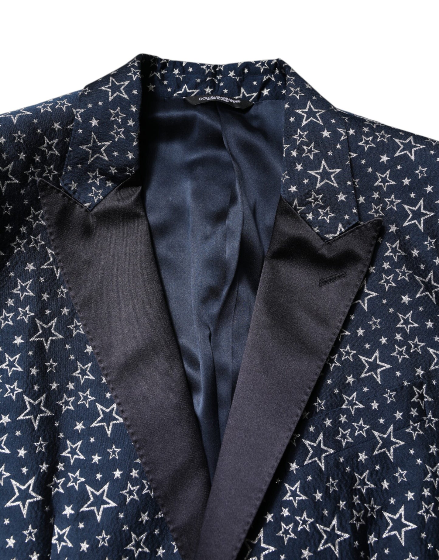 Dolce & Gabbana – Blauer MARTINI-Jacquard-3-teiliger Anzug mit Stern