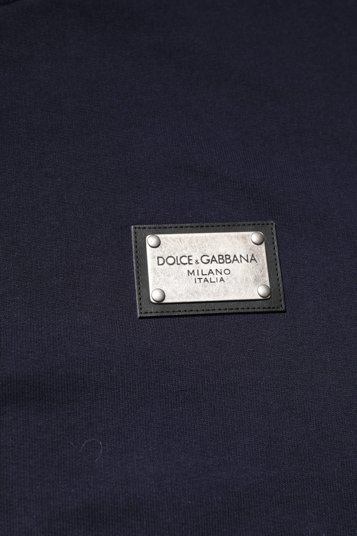 Dolce & Gabbana Dunkelblauer Pullover mit Rundhalsausschnitt und Logo
