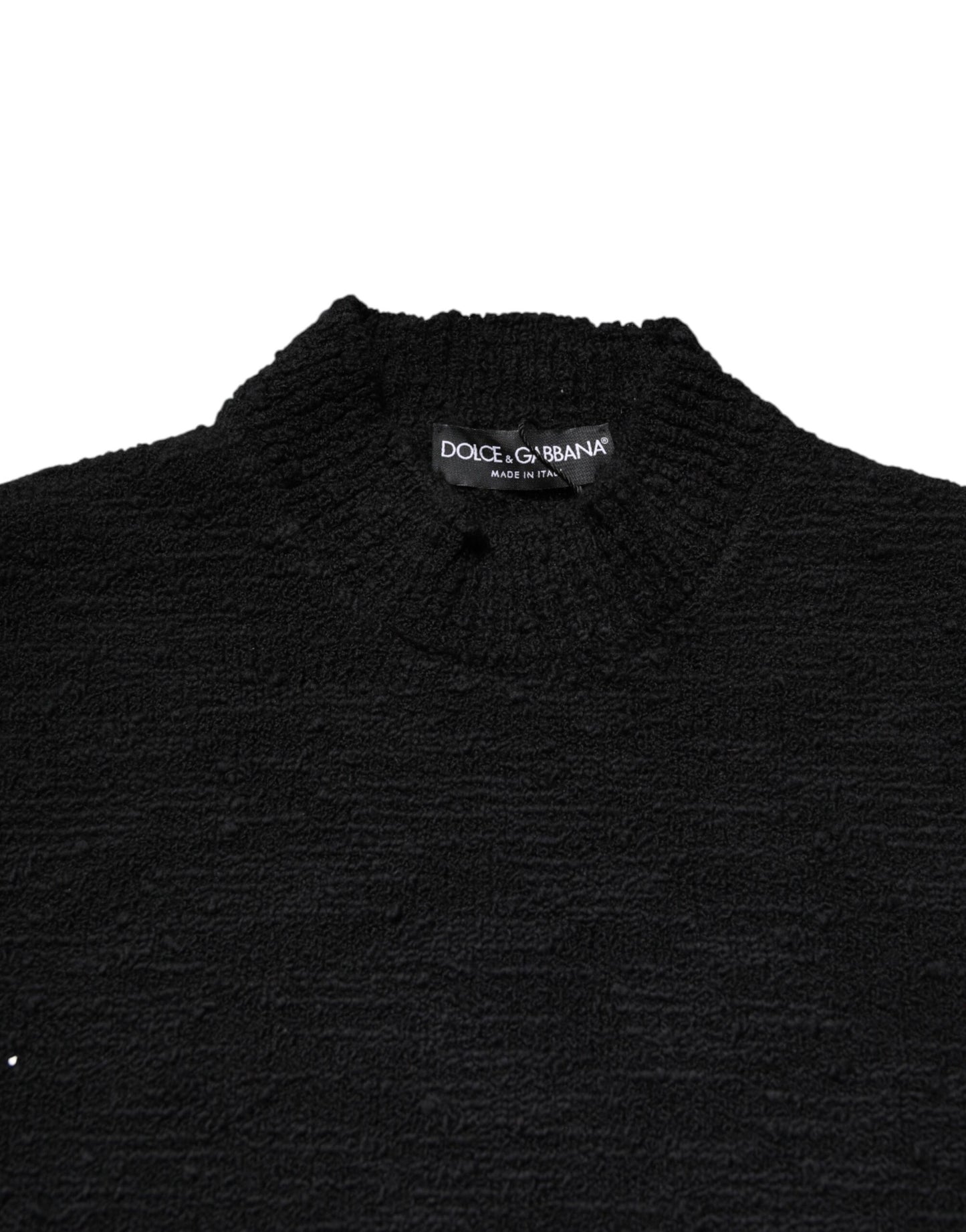 Dolce & Gabbana – Schwarzer Pullover aus Wollstrick mit Rundhalsausschnitt