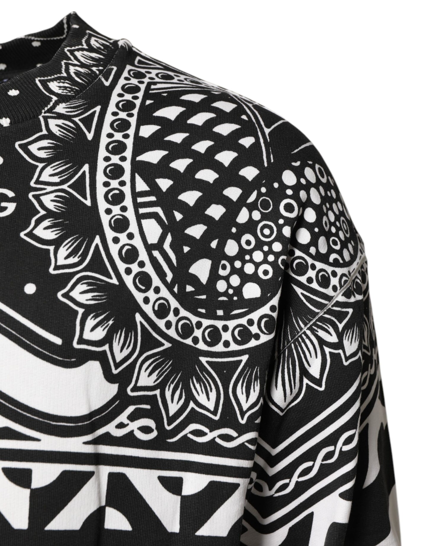 Dolce & Gabbana Schwarz Weiß Bandana Baumwolle Herren Sweatshirt Pullover